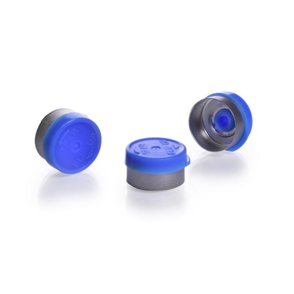 Druckverschlussdeckel mit Alu-Dichtung 13mm, blau VE=1000