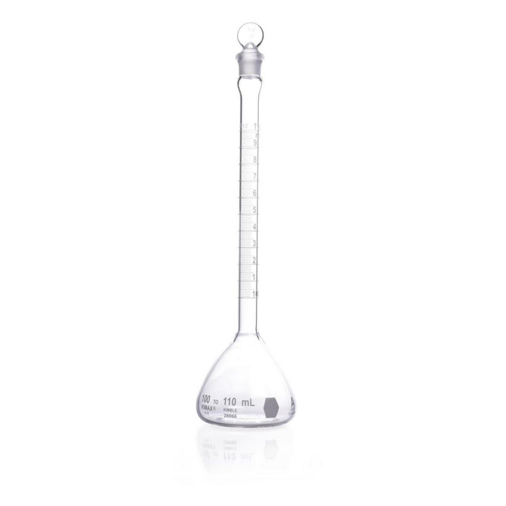 Messkolben 110 ml, Kl.A Cassia, graduiert von 100-110 ml in 0,1 ml Unterteilungen, VE=6