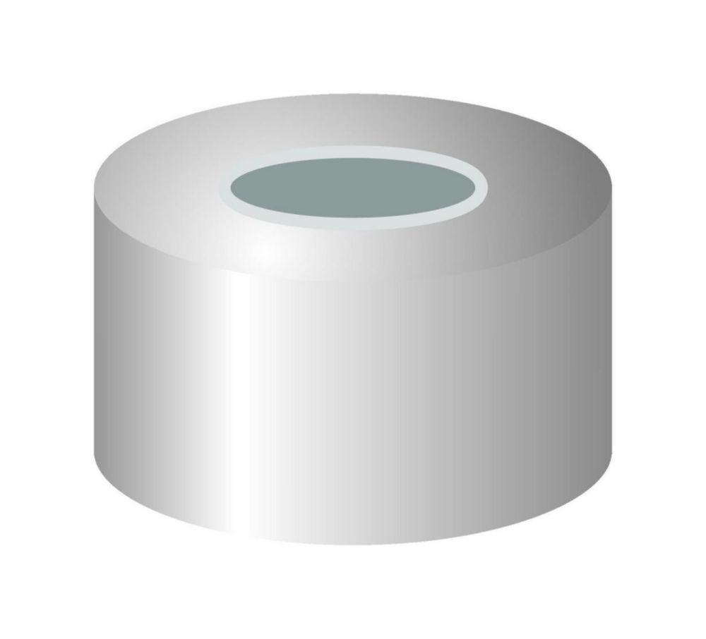 Alu-Bördelkappen N 11-L, silber Loch, PTFE grau/Butyl beige/PTFE grau, Härte: 55° shore A, Septendicke: 1,3 mm, VE=100