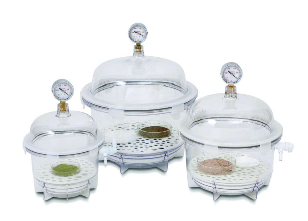 LLG-Vakuumexsikkator, Polycarbonat, runde Form, "Heavy Duty"