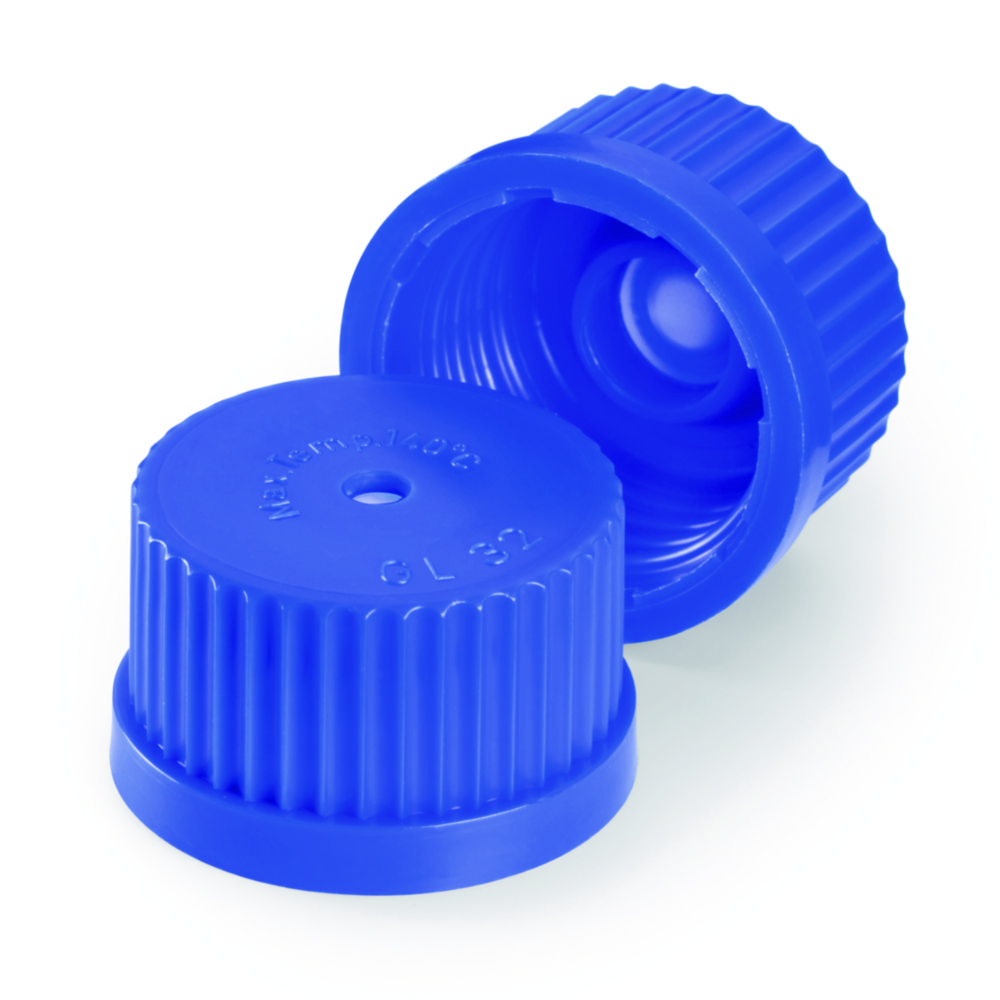 Membranverschluss GL 32, PP/PTFE blau, für Laborglasflaschen Porengröße 0,2 µm, VE=1
