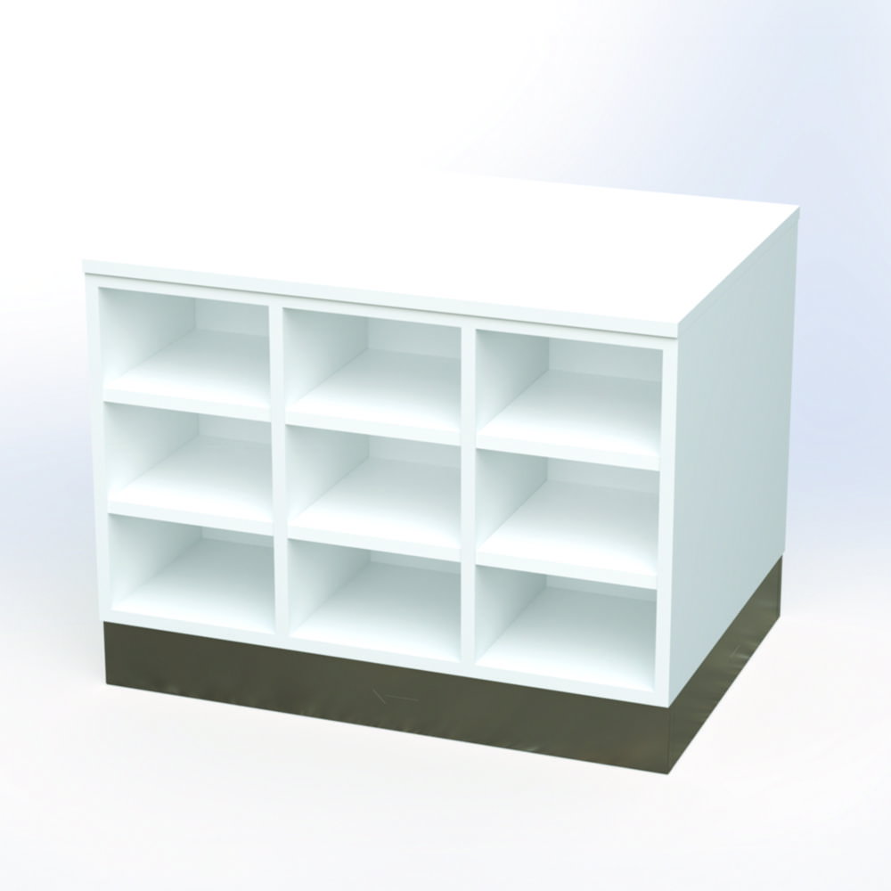 Sit-Over Bänke, Melamin, einseitige Ausführung mit Edelstahlsockel