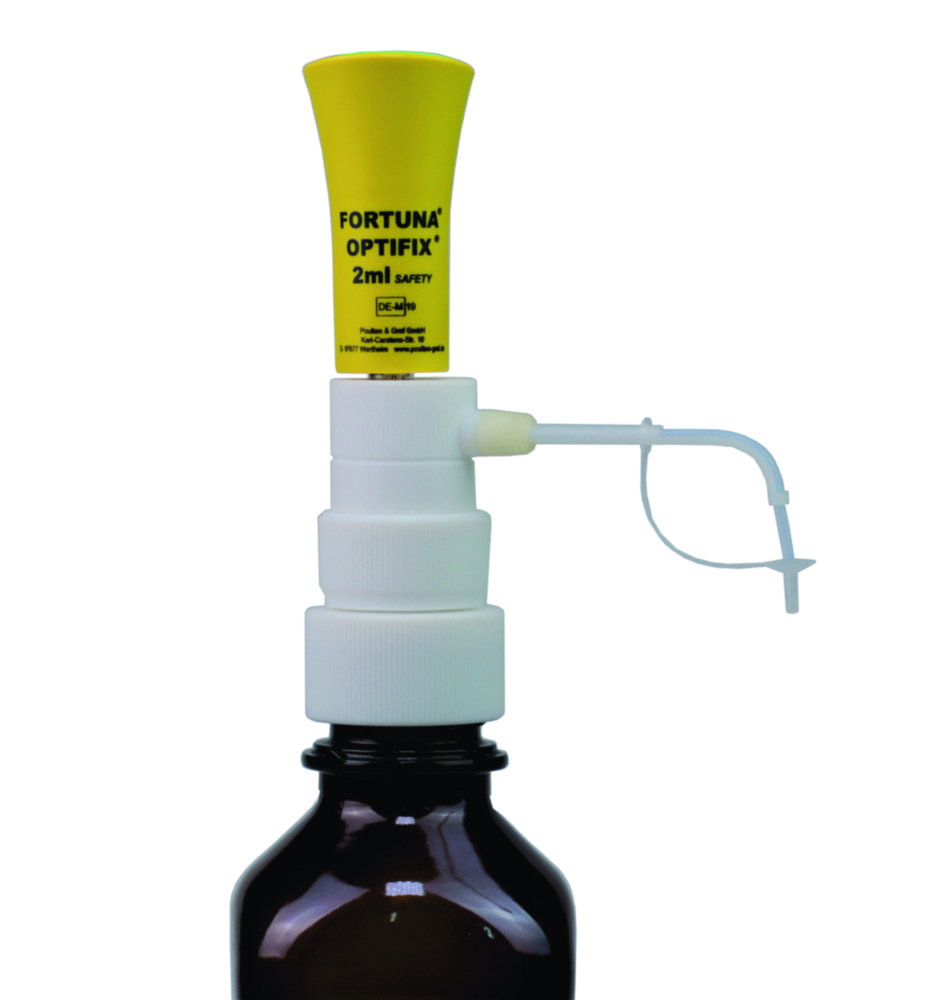 Flaschenaufsatz-Dispenser FORTUNA® OPTIFIX® SAFETY | Typ: SAFETY-27, Dosiervolumen: 0,5 ... 2 ml, Teilung: 0.1 ml