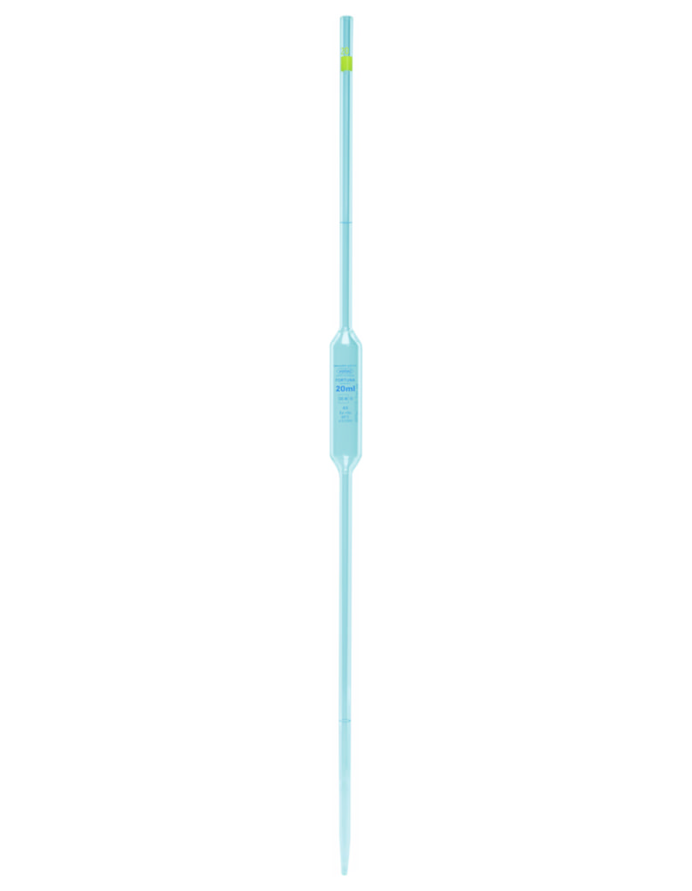 Vollpipetten Volac FORTUNA®, Kalk-Natron-Glas, Klasse AS, 2 Marken, blau graduiert | Nennvolumen: 5.0 ml