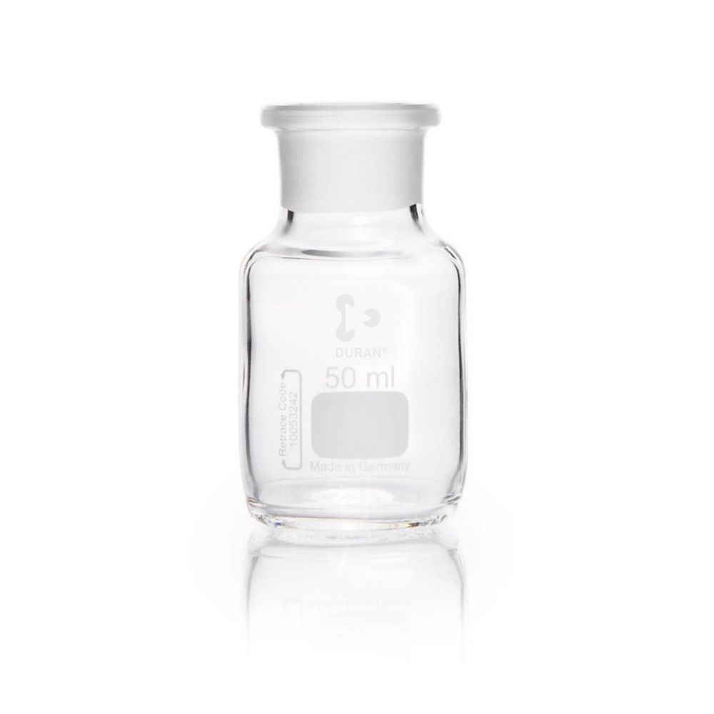 n.Abv.bei Duran n.m.l. Weith.-Standflasche 50ml, klar DURAN, mit NS, ohne Stopfen