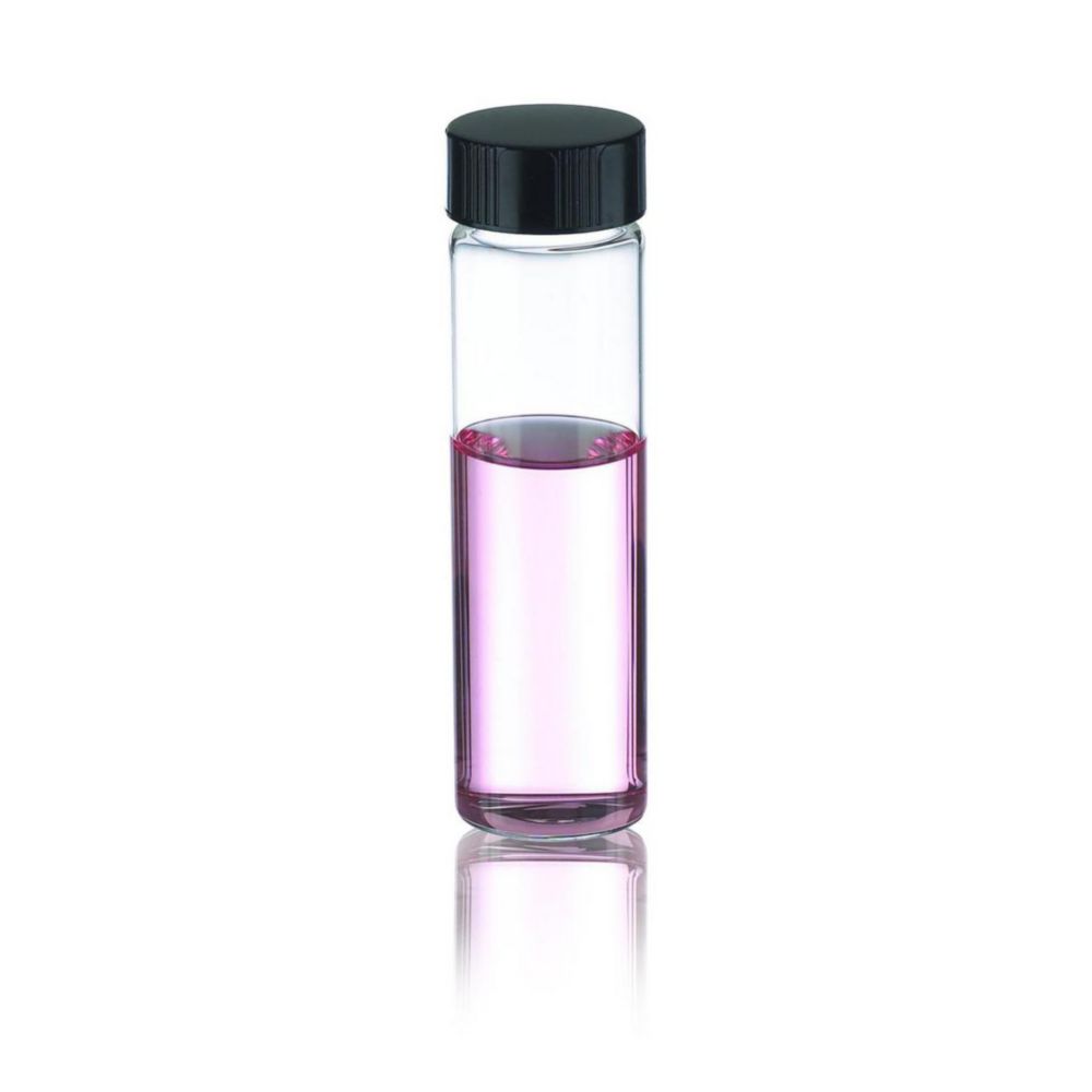 WHEATON-Lab File® Fläschchen 16 ml Phenolharz-Kappe 18-400 ohne Loch, schwarz klares Borosilikatglas Typ Typ I, VE=144 (W224586)
