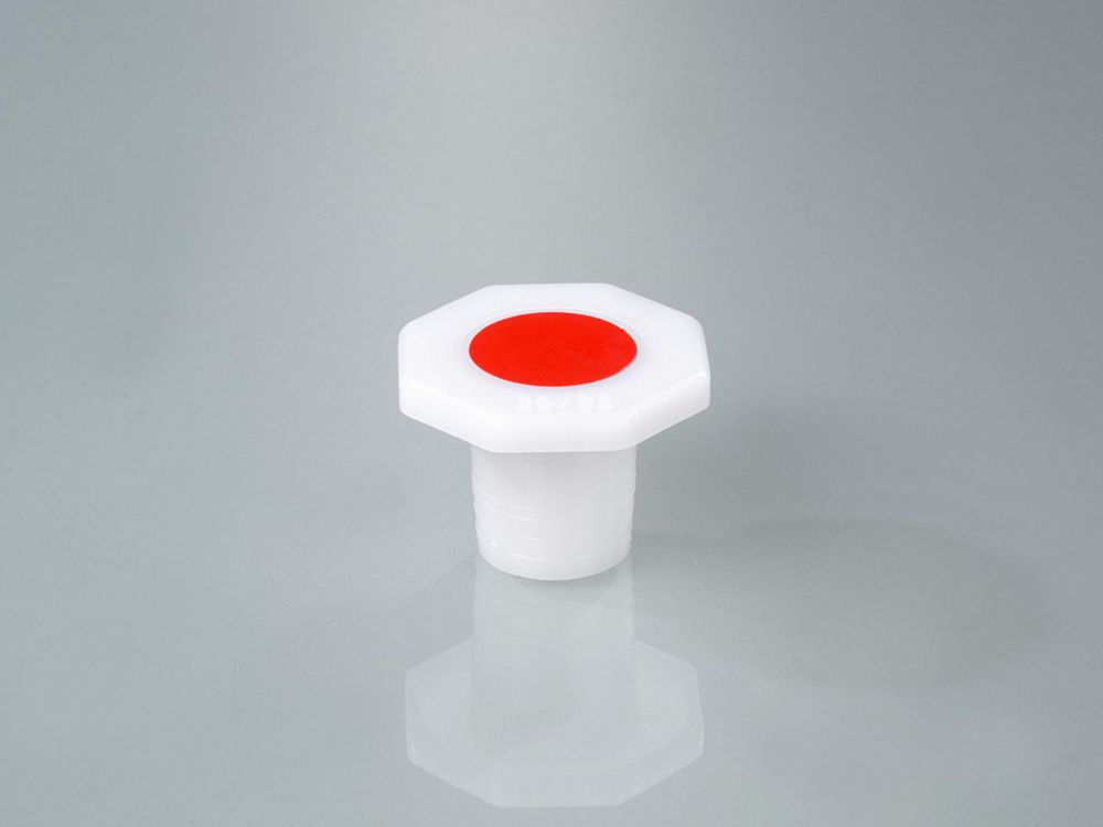 PE-Stopfen NS 29/32, 25,8x29 mm hohl mit Dichtringen und Achtkant-Griff