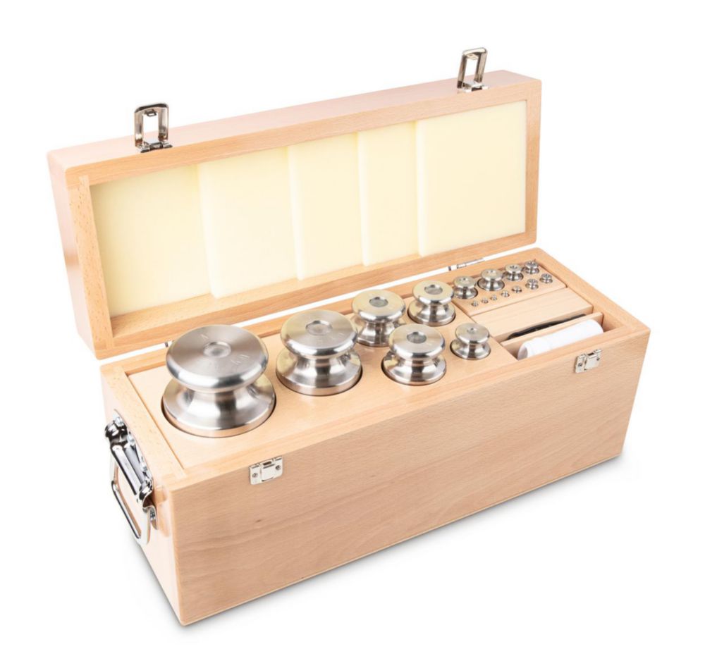 Gewichtssatz M1, 1g...10kg, Edelstahl, feingedreht, im Holz-Etui