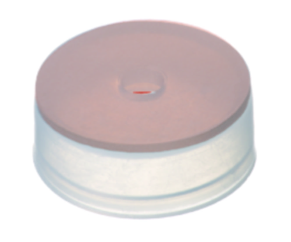 Verschlüsse 22 mm, PE Naturkautschuk rot-orange/TEF transparent, 60° shore A, 1,3 mm, VE=1000