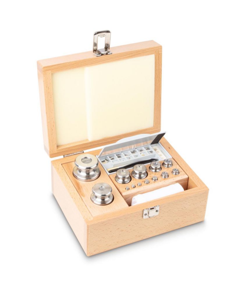 Gewichtssatz M1, 1mg...1kg, Edelstahl, feingedreht, im Holz-Etui