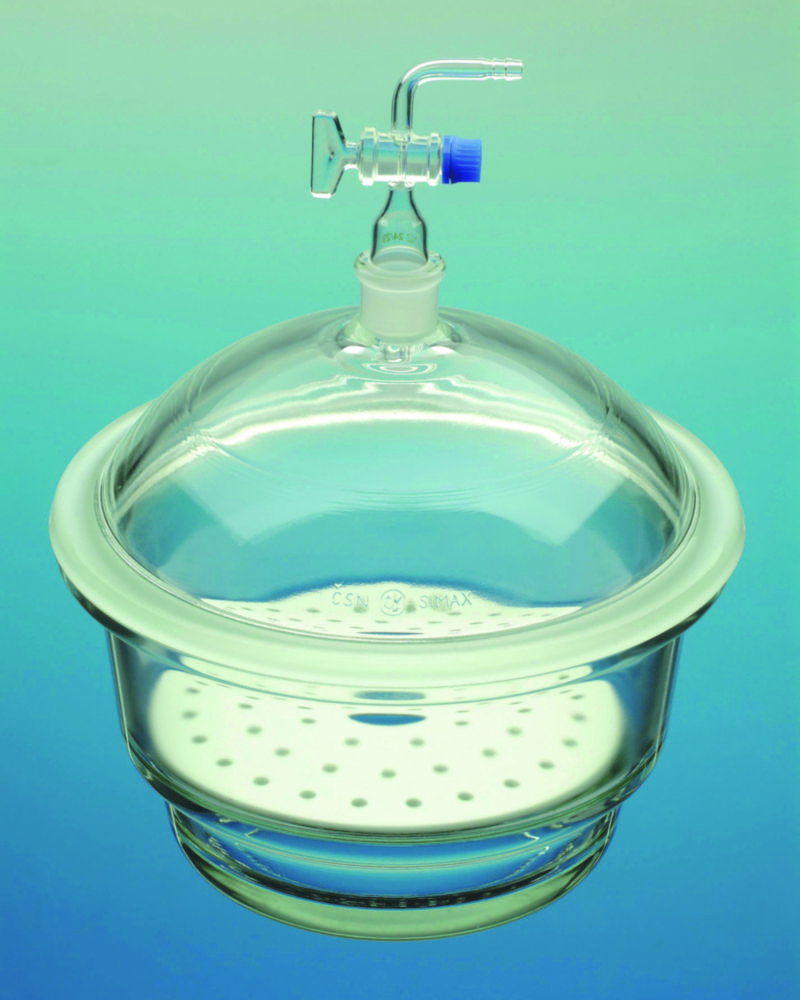 Vakuum-Exsikkatoren, Borosilikatglas 3.3, mit Tubus und Hahn 24/29