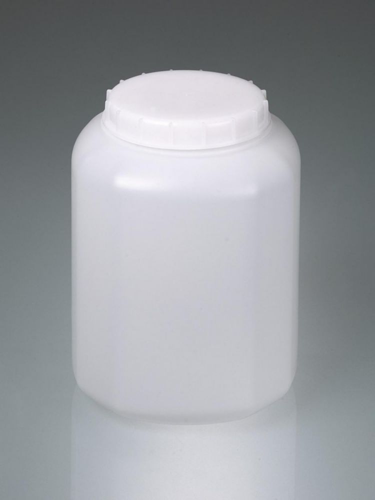 Weithalsbehälter, HDPE, eckig | Nennvolumen: 5 l, Abmessungen (ØxH): 192 x 250 mm, Ø Öffnung: 110 mm