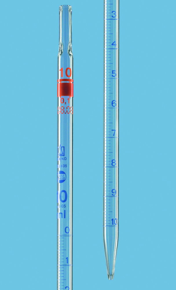 Messpipette mit  teilweisem Ablauf, AR-glas®, Klasse AS, blau graduiert, Typ 1