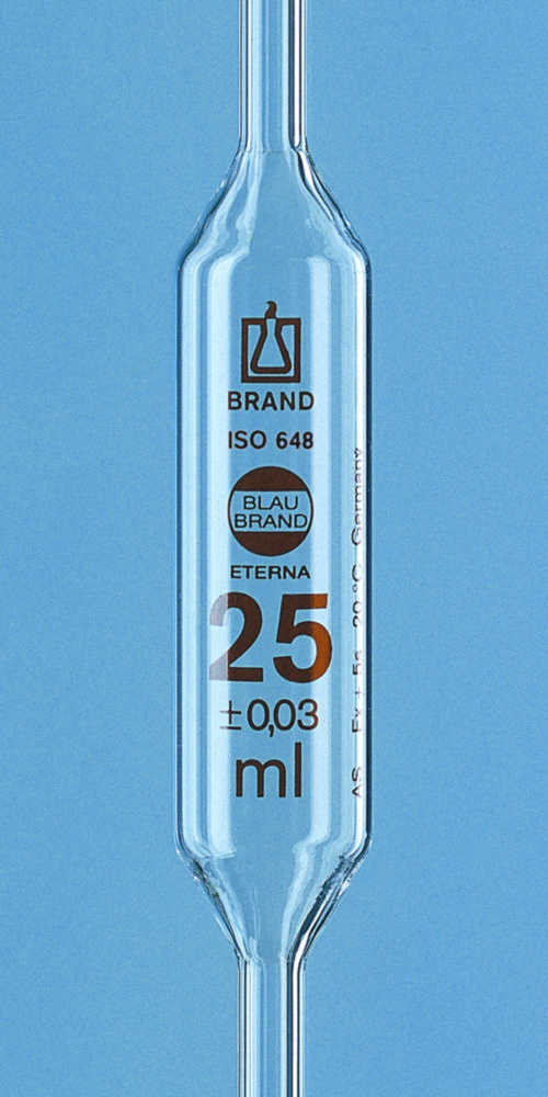 Vollpipetten, AR-GLAS®, Klasse AS, 1 Marke, braun graduiert, mit DAkkS-Kalibrierschein