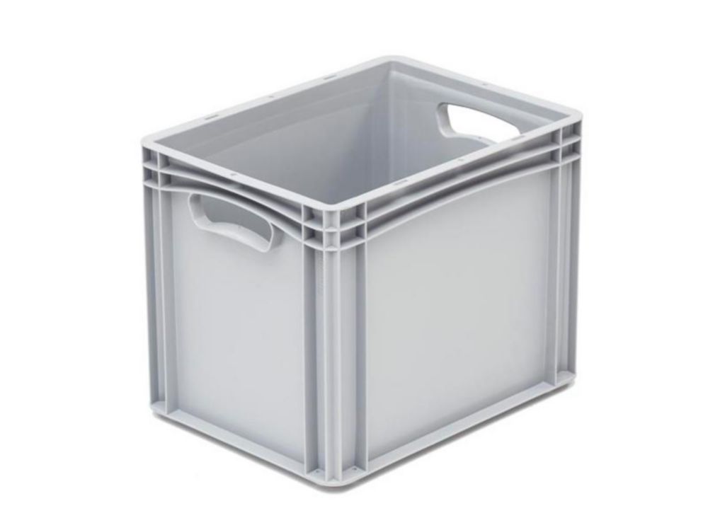 Euro-Stapelbehälter Basicline PP, geschlossen, 2 Durchfassgriffe, ohne Deckel, grau, 300x400x320 mm
