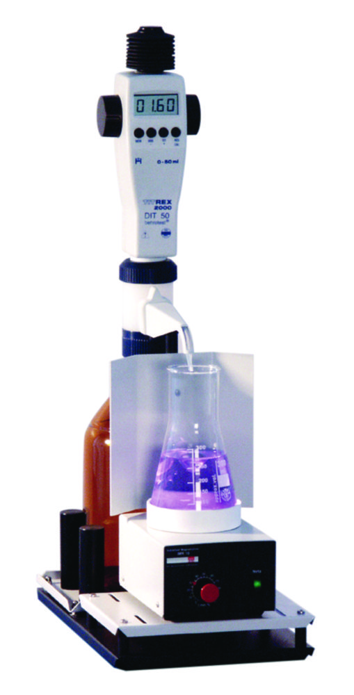 Hand-Titrierstation HTS für die Stickstoffbest. nach Kjeldahl mit Magnetrührer und Sichtschirm
