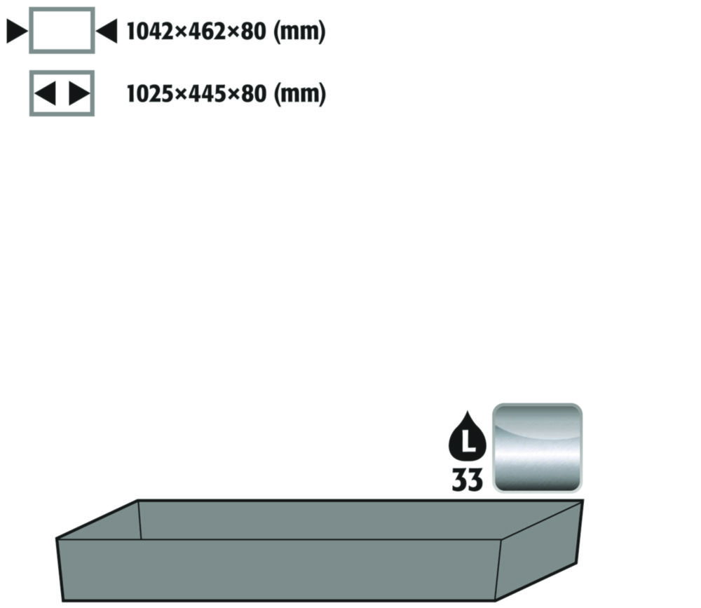 Bodenauffangwanne STAWA-R, 33 L Edelstahl 1.4301 1025x445x80mm