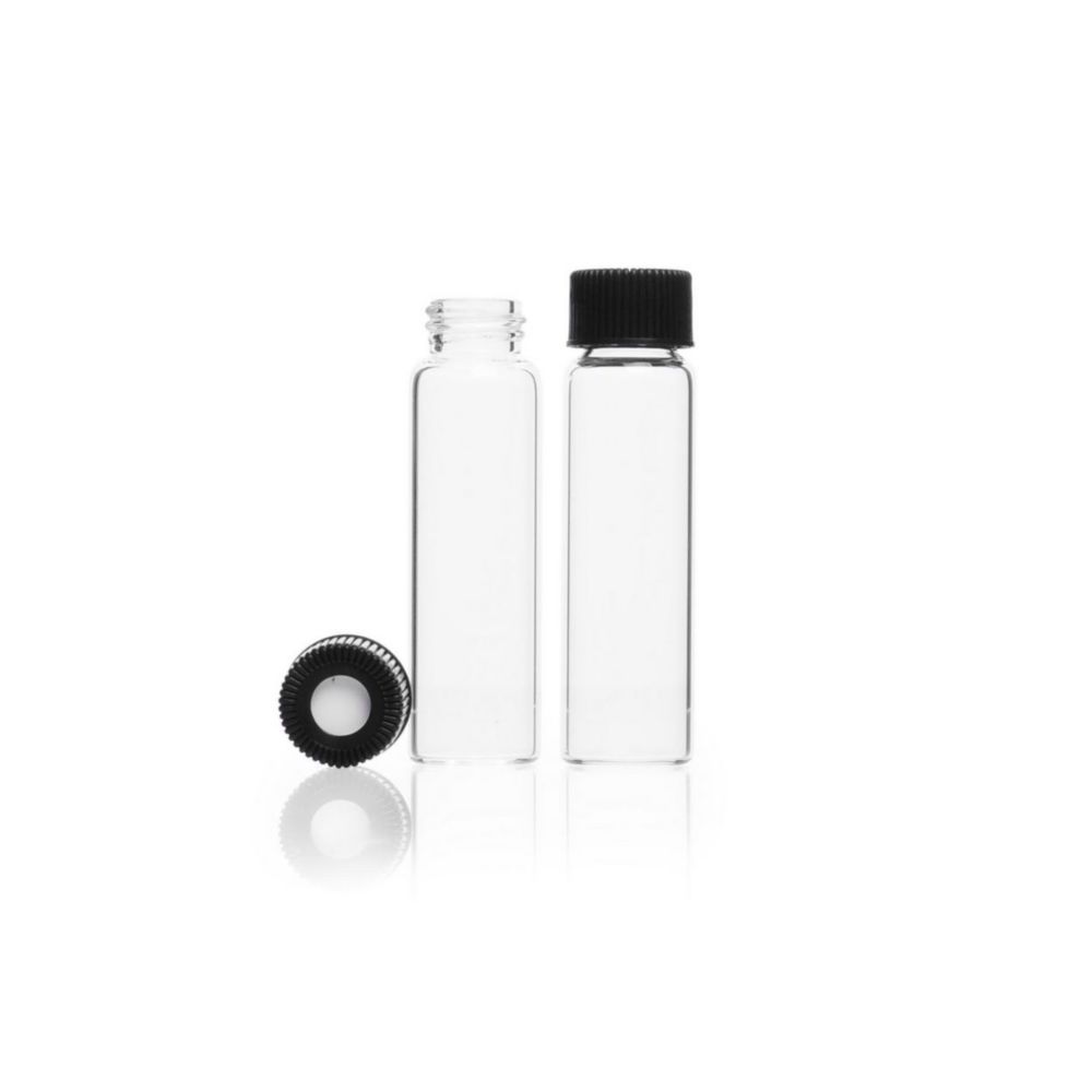 Klarglas-Probenfläschchen 12 ml PTFE / Silikon Schraubkappe, 19x67mm VE=144