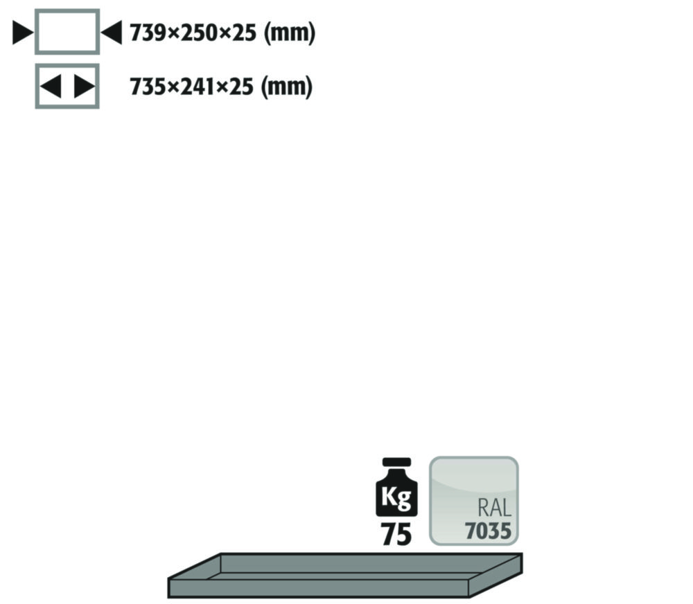 Einlegeboden für G90.205.90 RAL 7035, Breite 739mm
