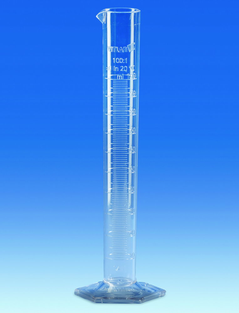 Messzylinder, SAN, hohe Form, Klasse B, erhabene Graduierung