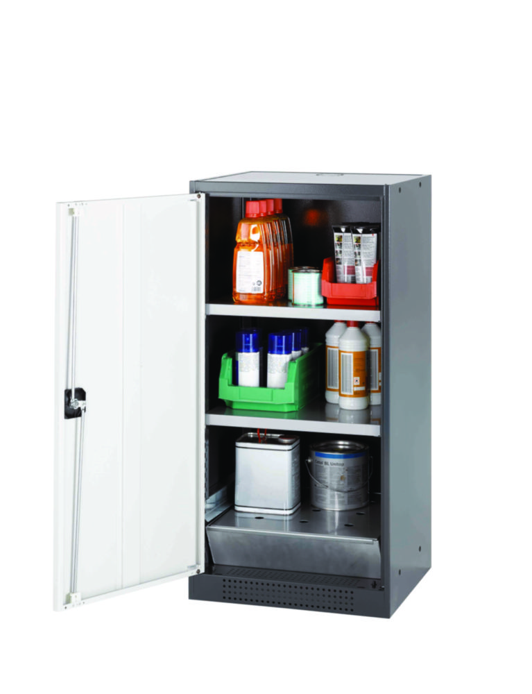 Chemikalienschrank CS-Classic 545 x 520 x 1105 mm (BxTxH), Flügeltüren antharazit RAL 7016, 2 Fachböden