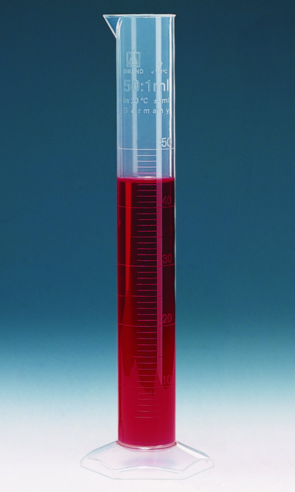 Messzylinder, PP, hohe Form, Klasse B, erhabene Graduierung | Nennvolumen: 10 ml, Teilung: 0.2 ml