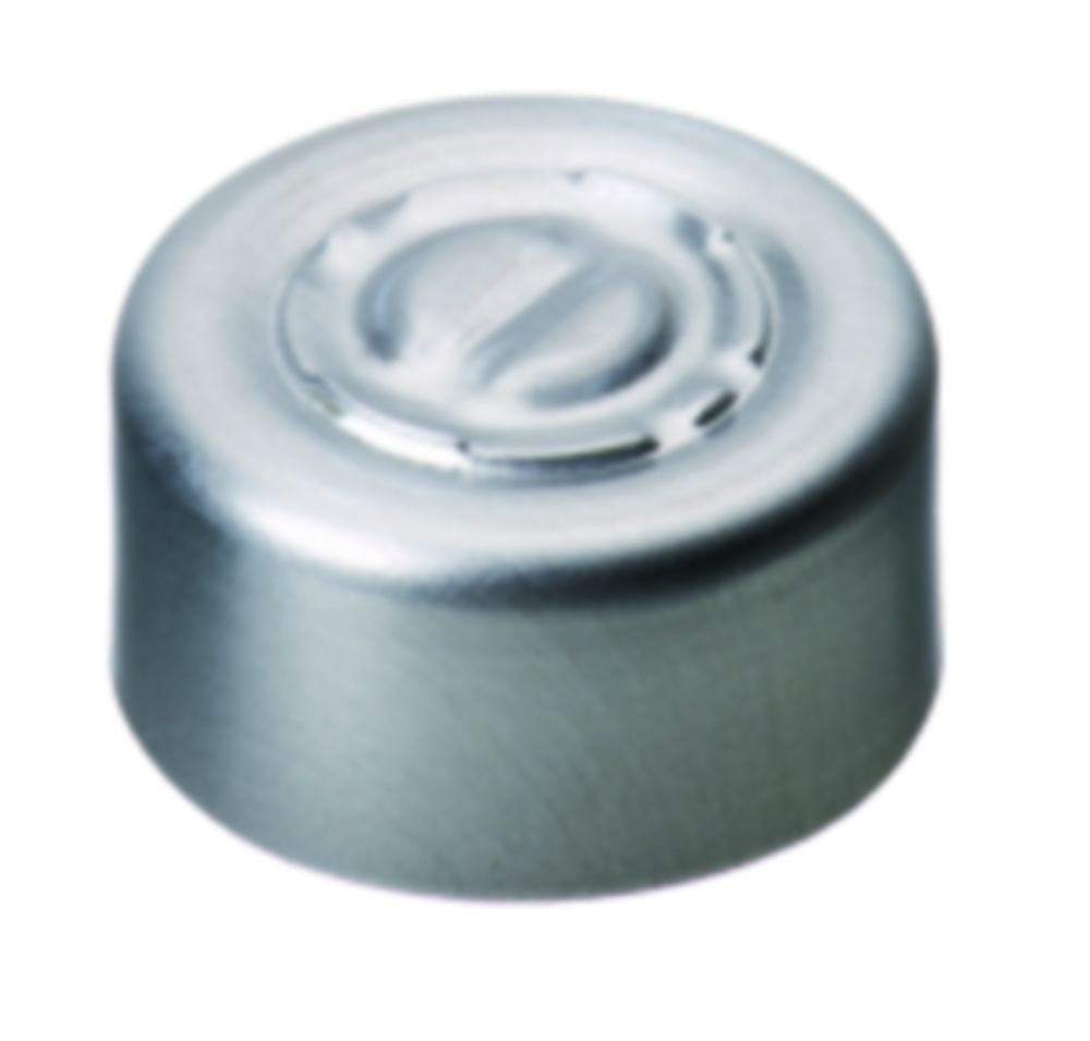 LLG-Aluminium Bördelverschlüsse ND13, fertig montiert und leere Bördelkappe ND13