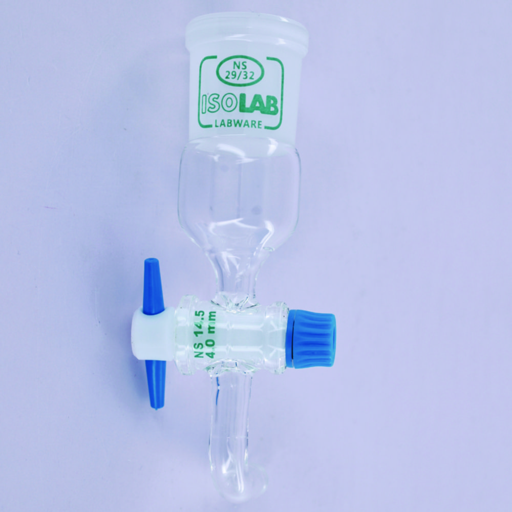 Verbindungsstücke für Schläuche, gebogen, mit PTFE-Hahn