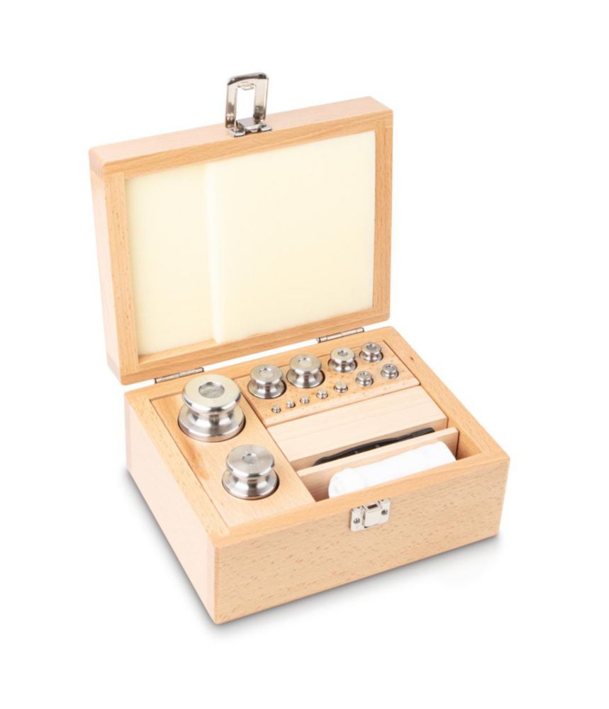 Gewichtssatz M1, 1g...1kg, Edelstahl, feingedreht, im Holz-Etui