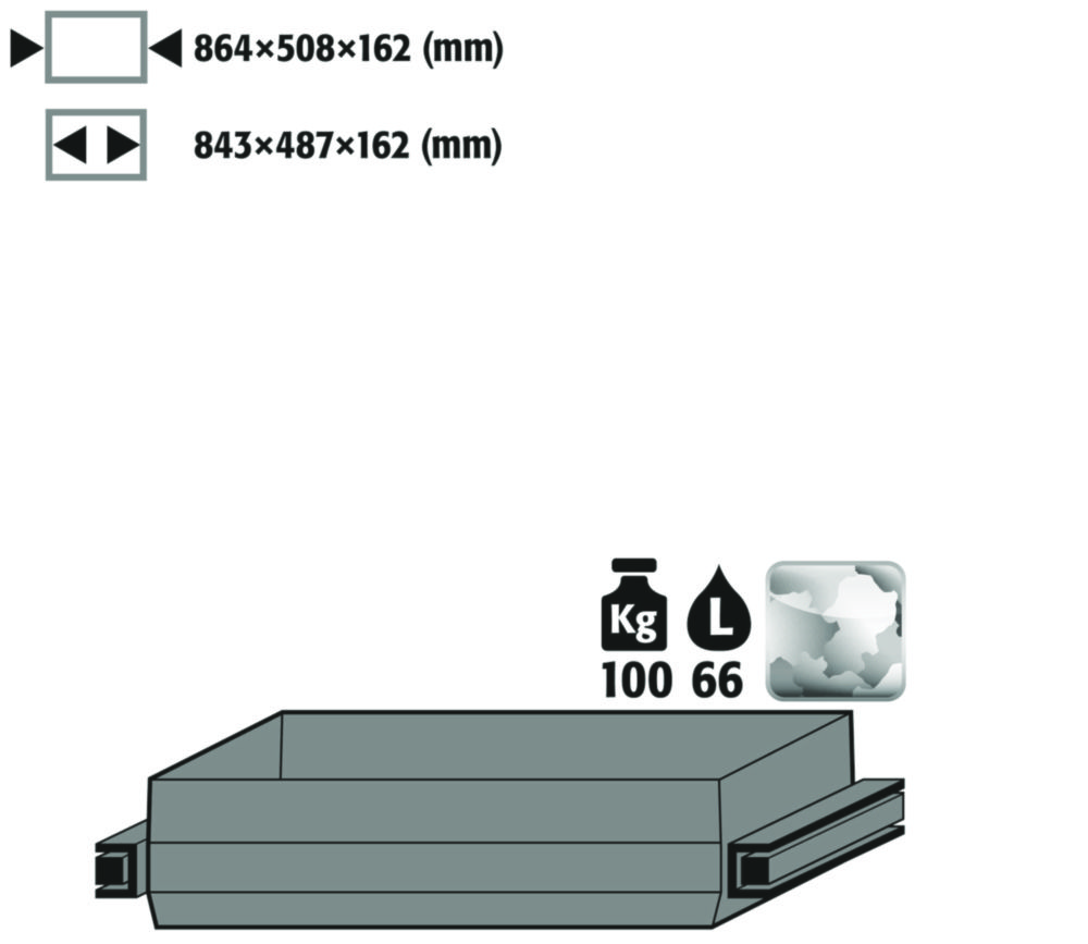 Auszugswanne 100 kg, 1200mm