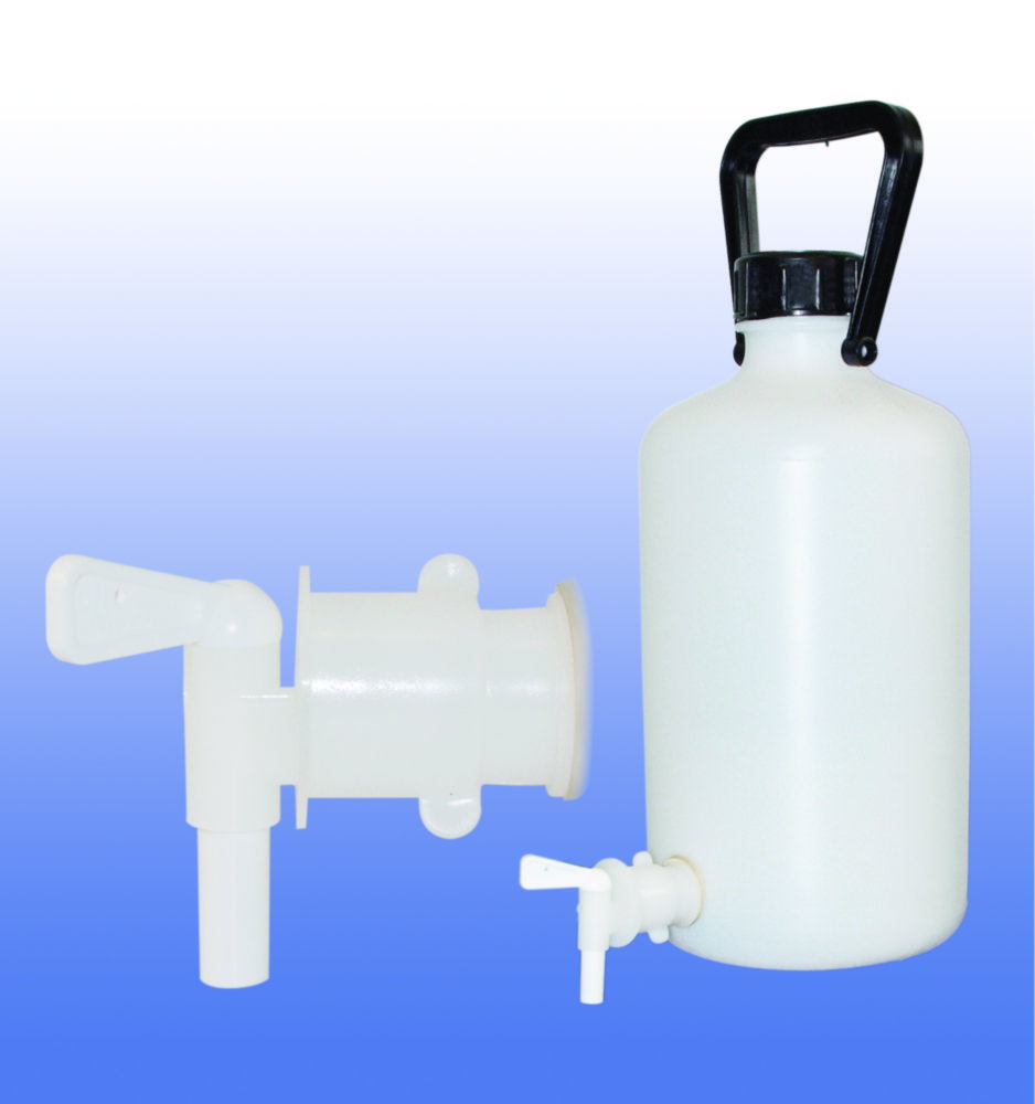 LLG-Ballonflasche, Enghals, HDPE, mit Zapfhahn