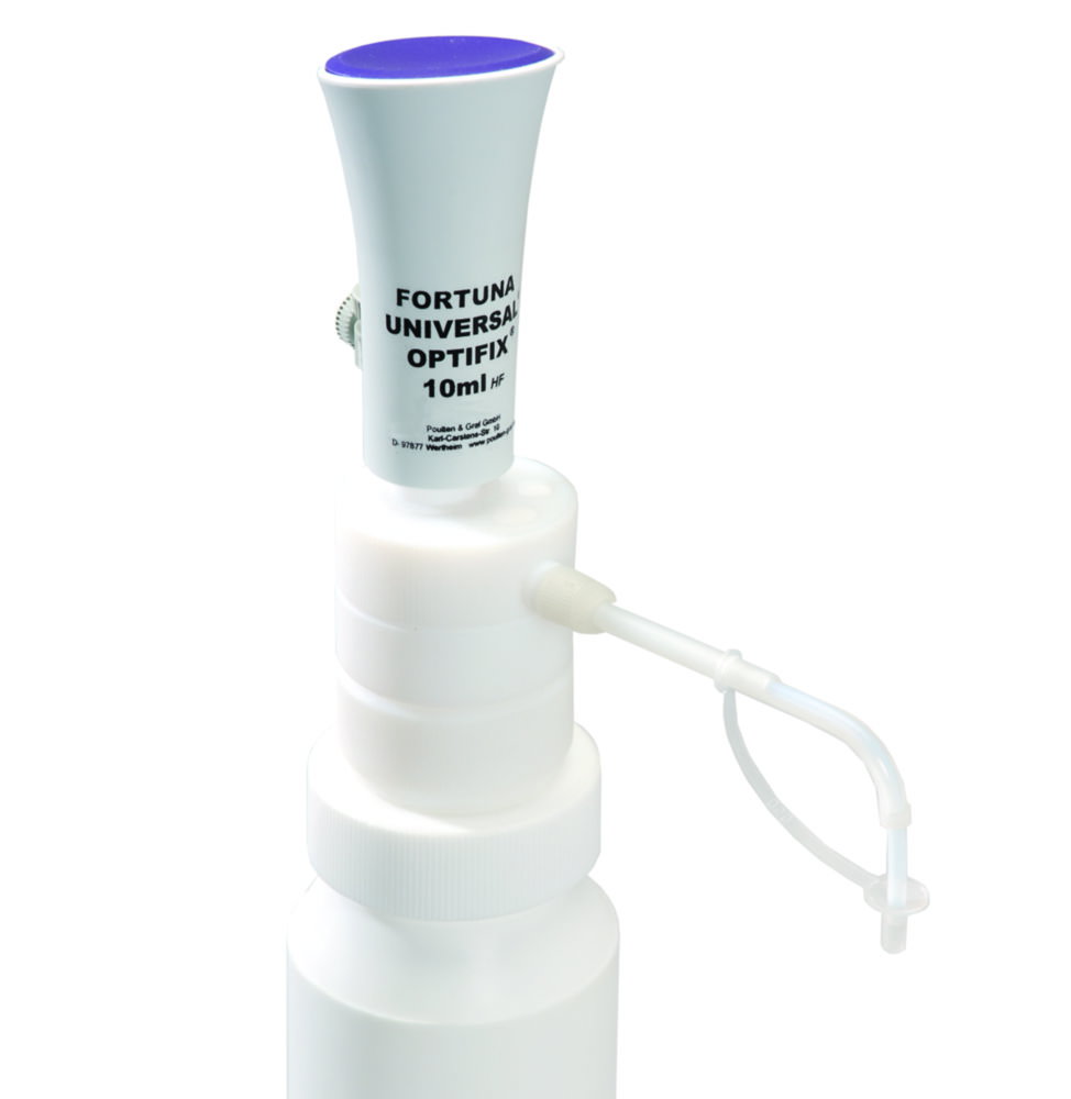 Flaschenaufsatz-Dispenser FORTUNA UNIVERSAL® OPTIFIX® HF | Typ: HF-48, Dosiervolumen: 10 ... 50 ml, Teilung: 1.0 ml