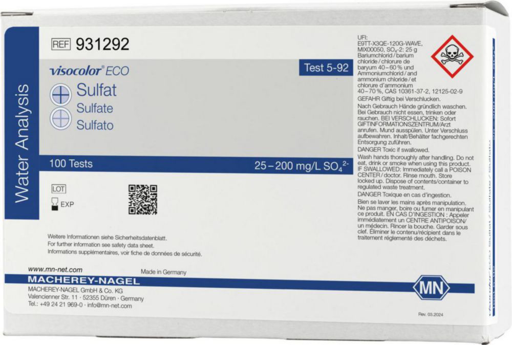 VISOCOLOR® ECO Sulfat Nachfüllpackung, Chemie-Testsatz UN 3316, 9, II, (E)