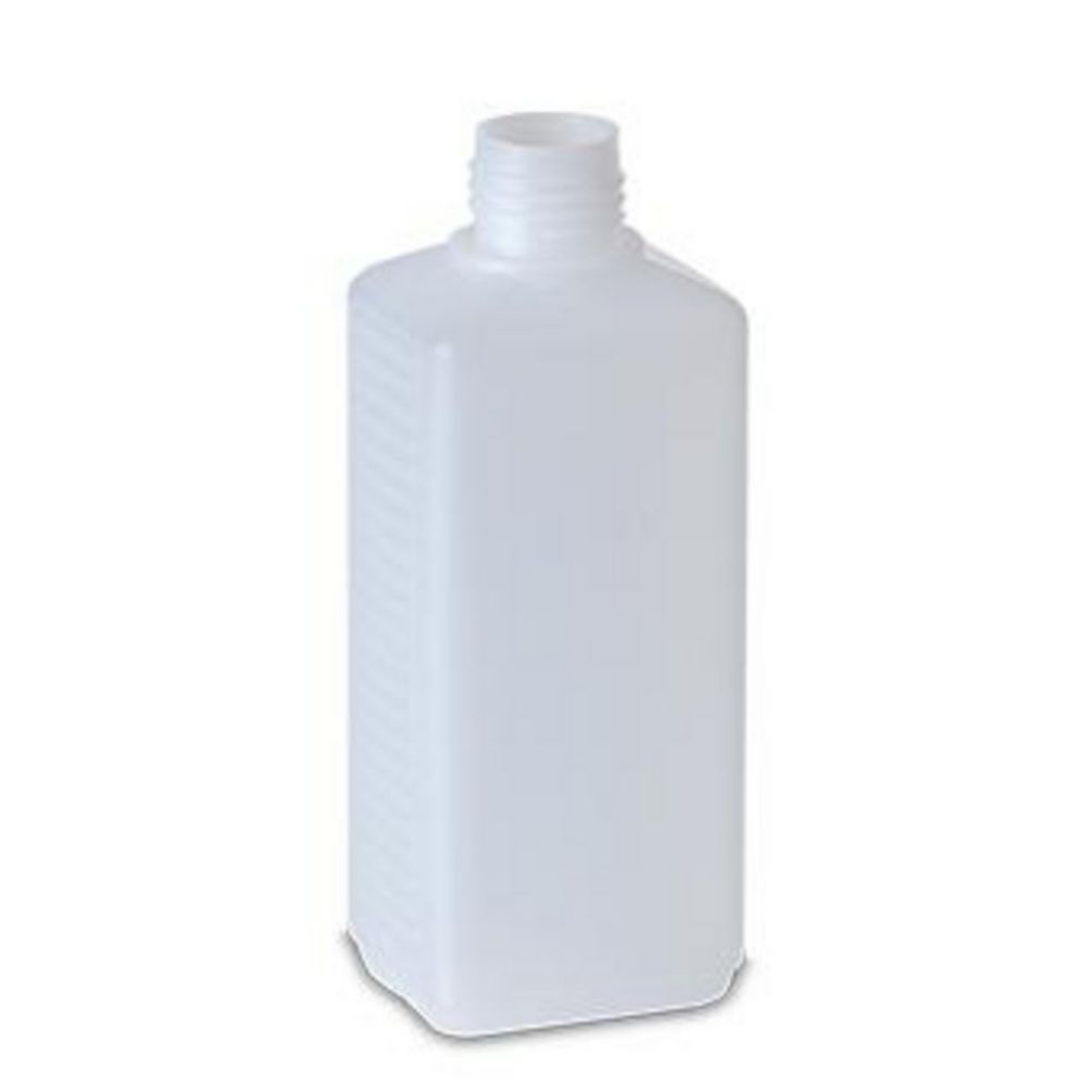 HDPE-Vierkantflaschen 250 ml natur, Gewinde 25, geriffelt, oh.UN-Zul., VE=450