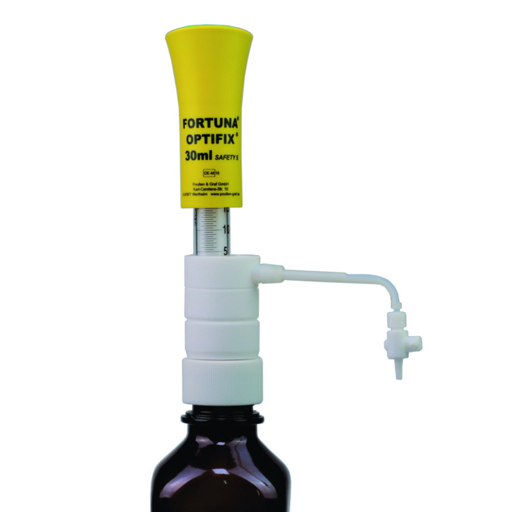 Flaschenaufsatz-Dispenser FORTUNA® OPTIFIX® SAFETY S | Typ: SAFETY S-27, Dosiervolumen: 0,5 ... 2 ml, Teilung: 0.1 ml
