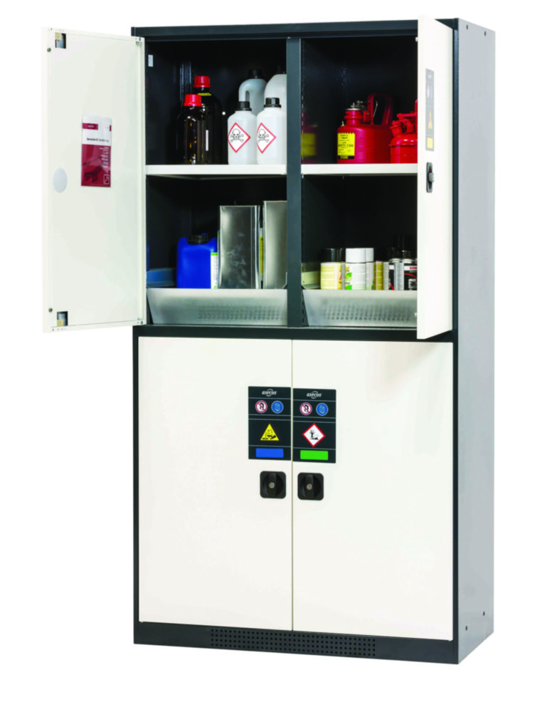 Chemikalienschrank CS Classic CS.195.105.MM.4WD 1055 x 520 x 1950 mm (BxTxH) 2x Fachboden, 2x Lochblecheinsatz,