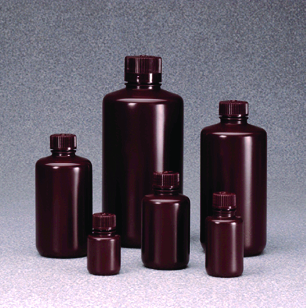Enghalsflaschen Nalgene™, mit Verschluss, HDPE, braun