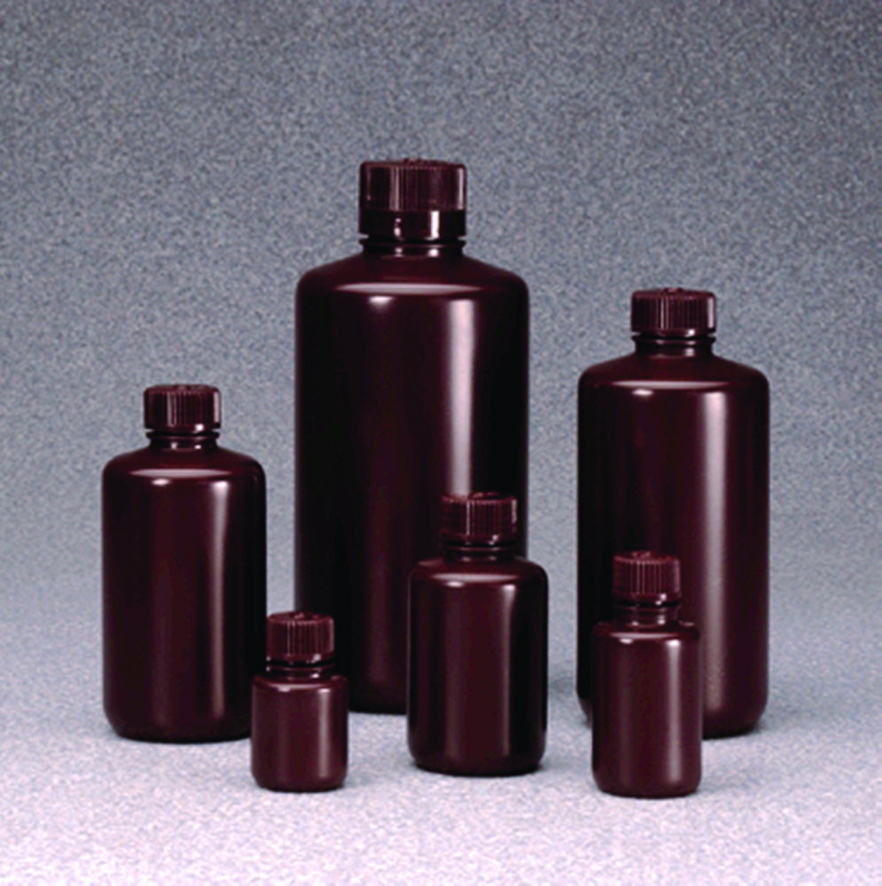 Enghalsflaschen Nalgene™, mit Verschluss, HDPE, braun