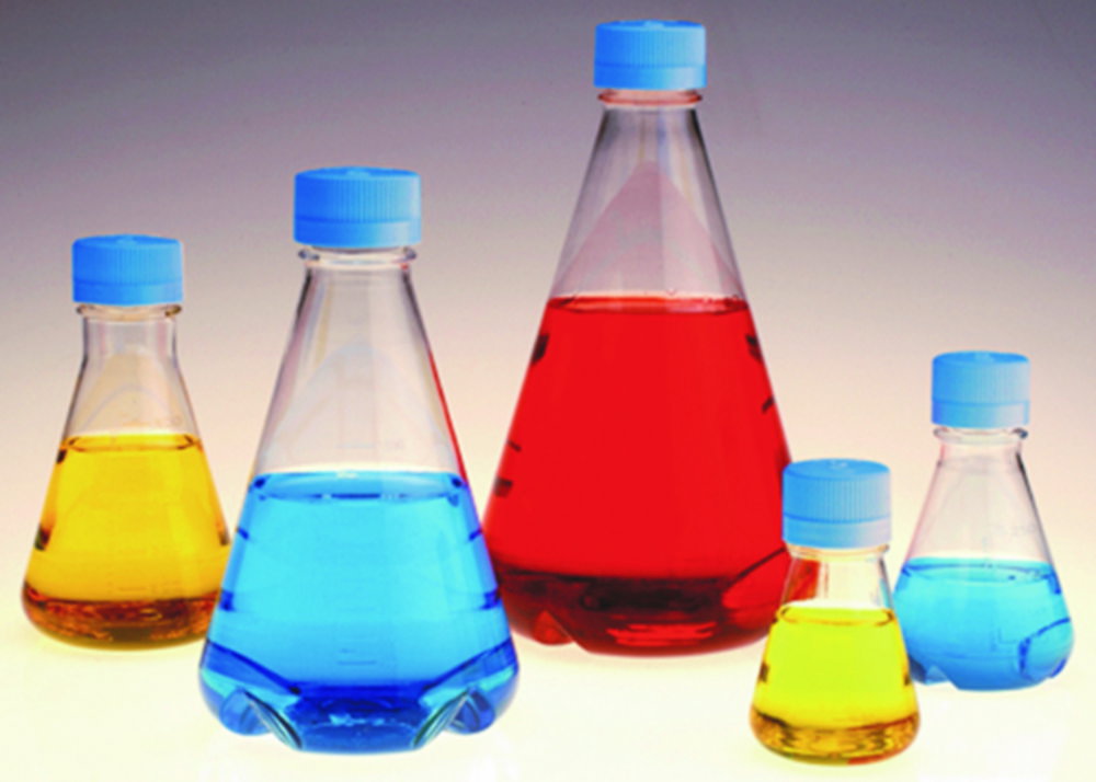 Erlenmeyer-Kolben Nalgene™ mit Belüftungs-Schraubverschluss, PETG, steril, mit Schikanen