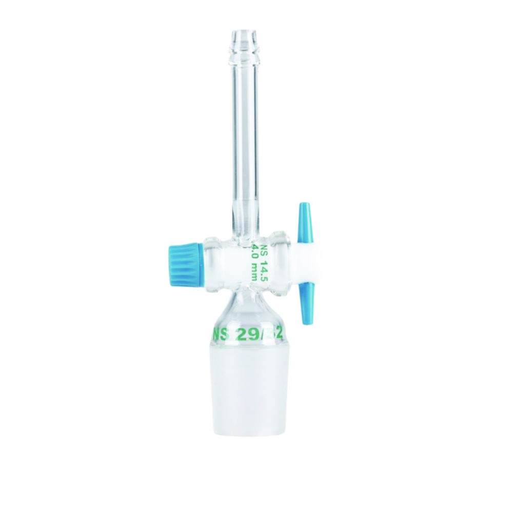 Verbindungsstücke für Schläuche, Borosilikatglas 3.3, gerade, mit Hahn