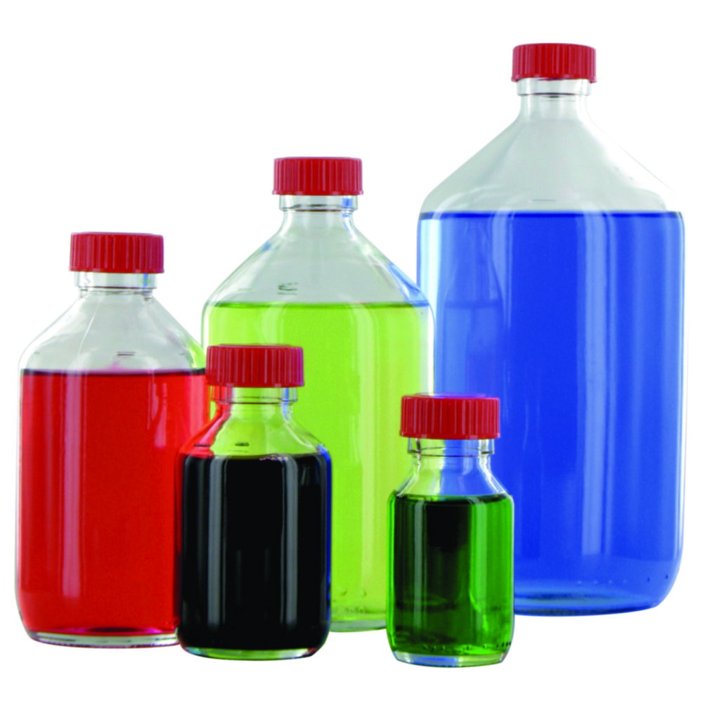 Enghalsflaschen, Glas, klar, Verschluss mit PTFE-Einlage