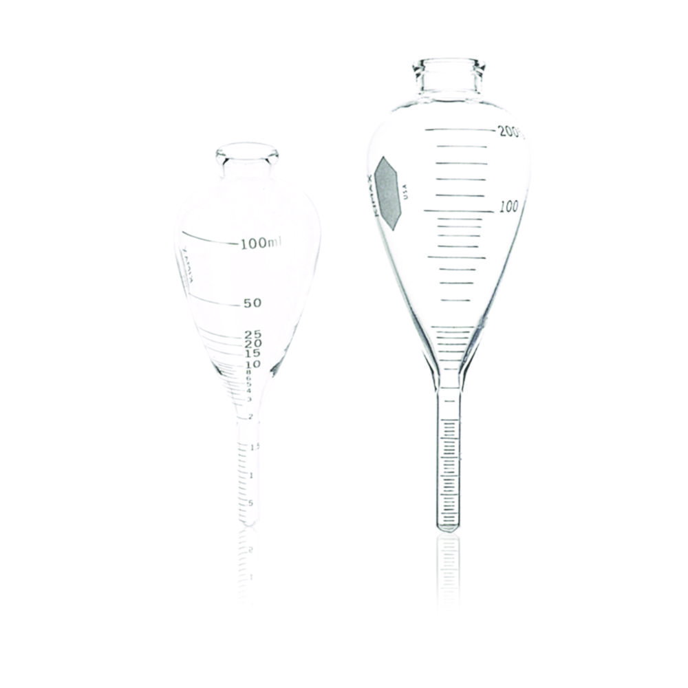 ASTM-Zentrifugengläser, birnenförmig, unten zylindrisch, Boro 3.3