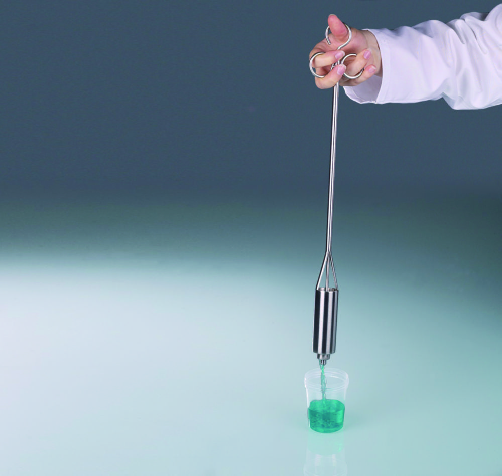 Flüssigkeits-Sammler, Einhandbedienung, Edelstahl V4A (1.4404), Daumenöffnung