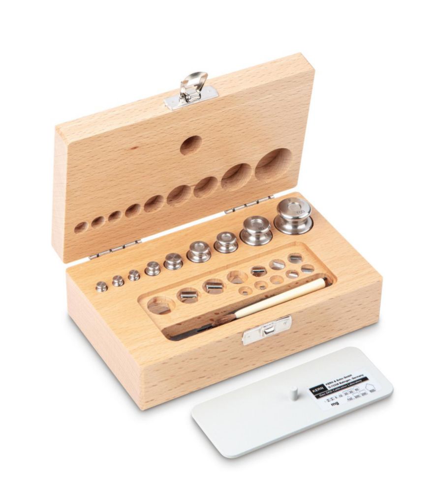 Gewichtssatz F2, 1mg...100g Edelstahl, feingedreht, im Holz-Etui