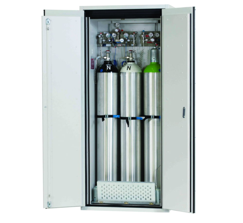Druckgasflaschenschrank G-ULTIMATE-90 900x615x2050mm, RAL 7035 Komfortinneneinrichtung Druckgasflaschen