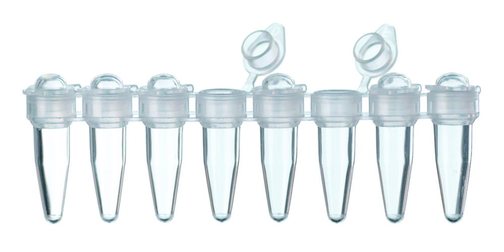 LLG-PCR-Tubes, 8er Strips mit anhängenden Einzeldeckeln, PP | Nennvolumen: 0.2 ml