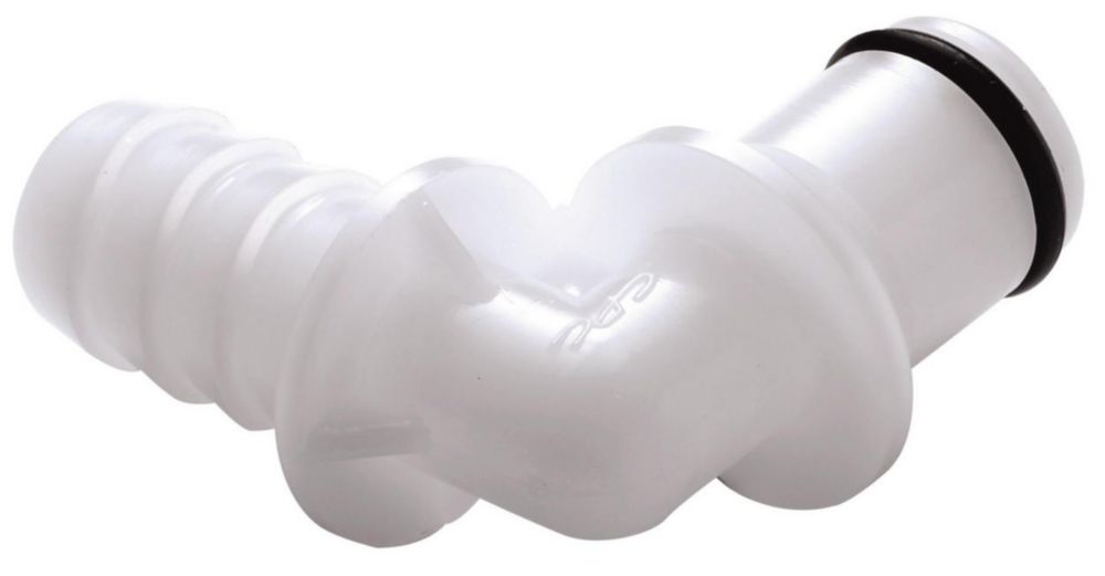 CPC Winkel-Nippel mit Schlauchtülle für Schlauch I-Ø 9,5 mm, NW 6,4 mm, Delrin ohne Ventil, Vaterteil