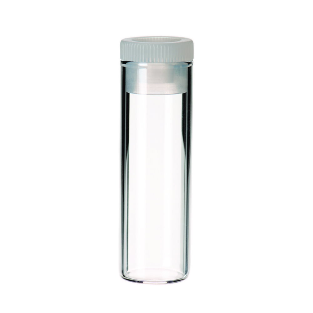 LLG-Flachbodengläser mit PE-Kappe (mit abgeschmolzenem Rand) ND8, ND12, ND15