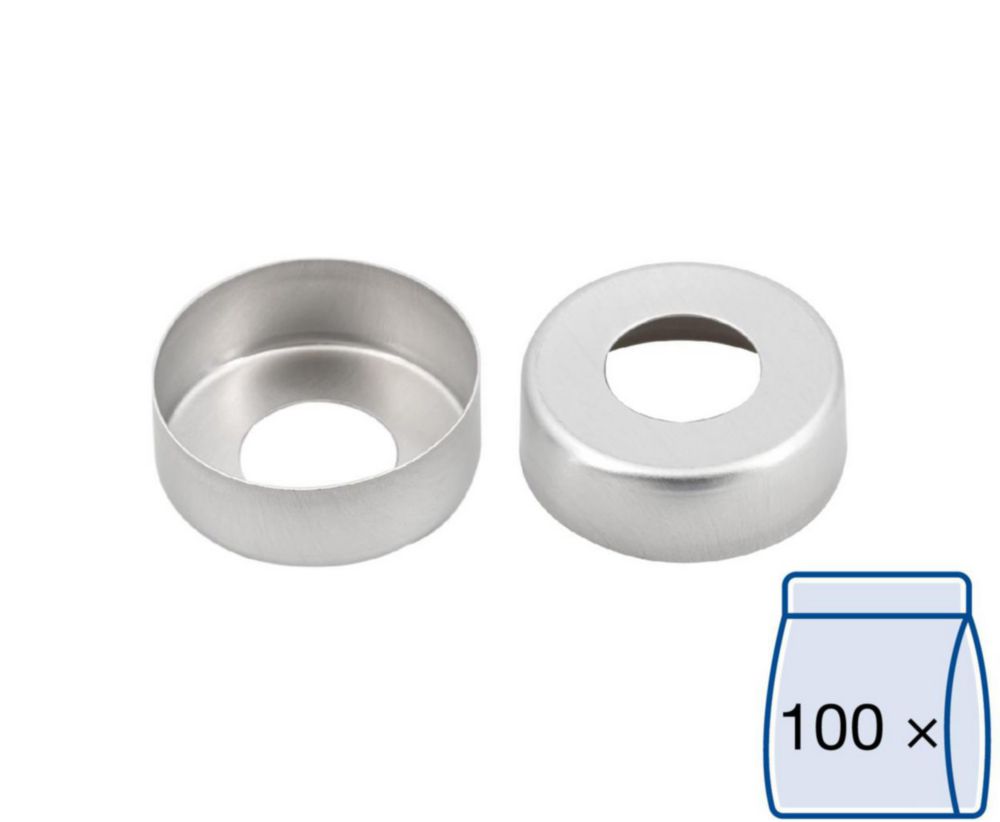 Alu-Bördelkappen N 20 ohne Dichtscheiben, walzblank, Lochkappen ohne Abreißscheibe, VE=100