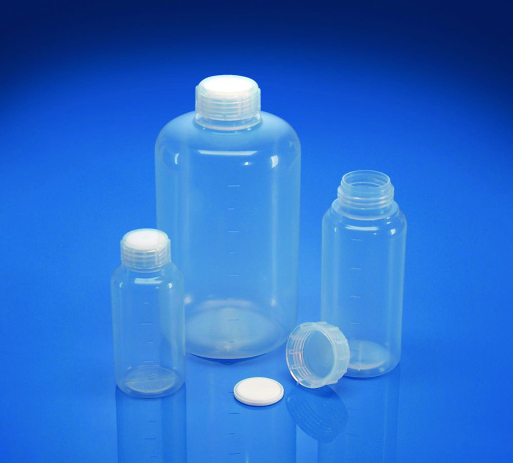 Weithalsflasche mit Schraubverschluss, graduiert, PFA